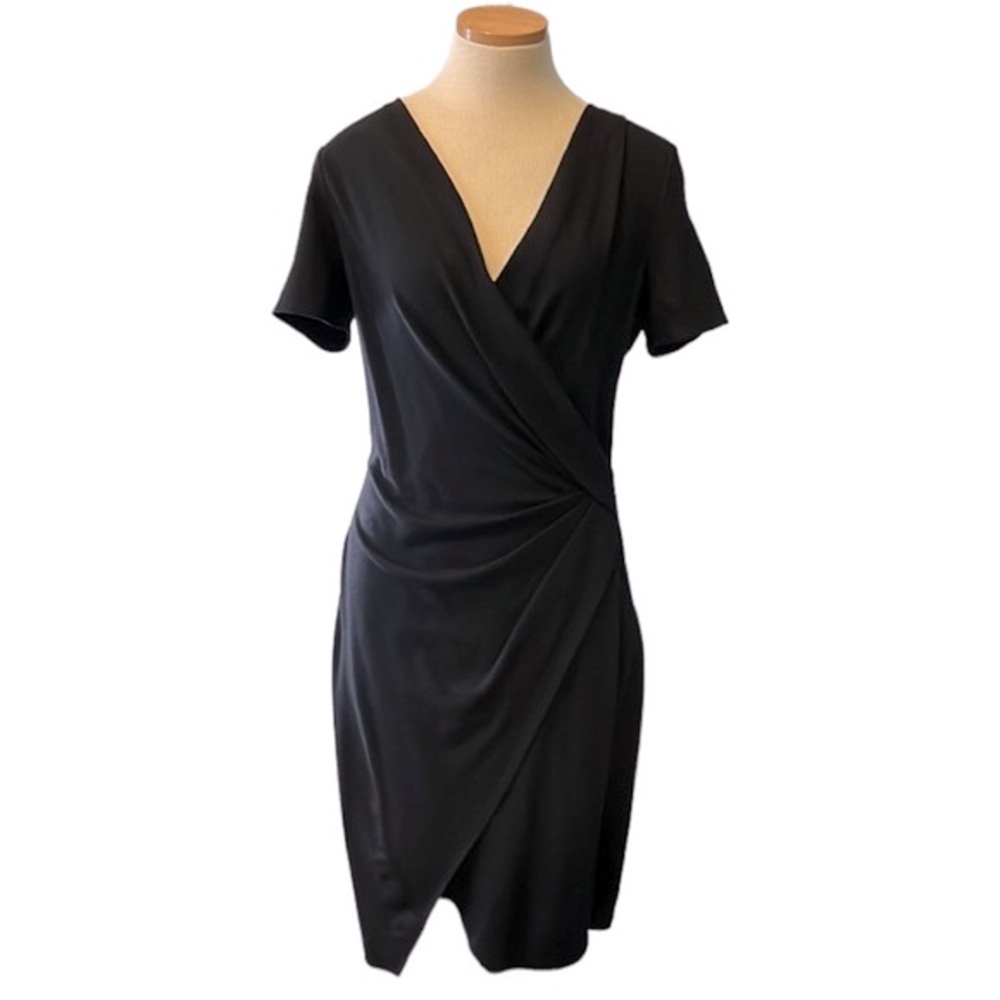 Helmut Lang ‘Sonar’ Wool Pleated Wrap-Effect Mini Dress, Black, Large